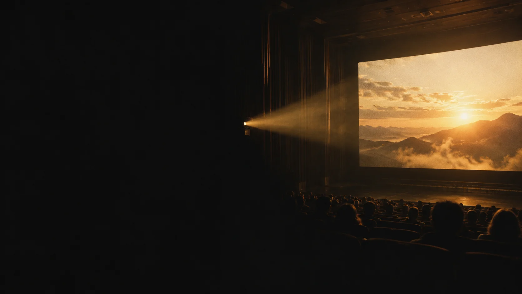Una proyección de luz solar ilumina una sala de cine